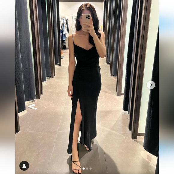ZARA Slip Dress Black Lingerie Style Midi Blogger Fave! SIZE S - Picture 4 of 12